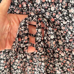 Black Floral Aline Size Medium Dress